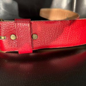 RED BELT SIZE 36, DANTE , TOP GRAIN COWHIDE, SUEDE LINED